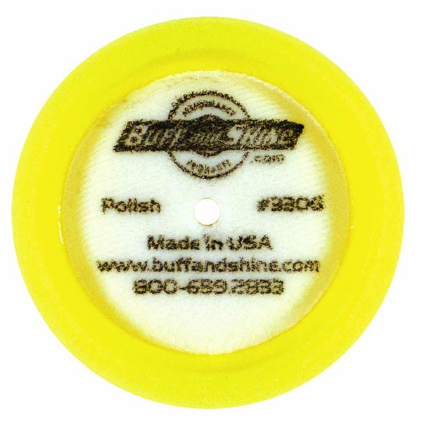 Buff & Shine 3" Yellow Curved Back Light Compounding/Polishing Foam Grip Pad (2 per pack)