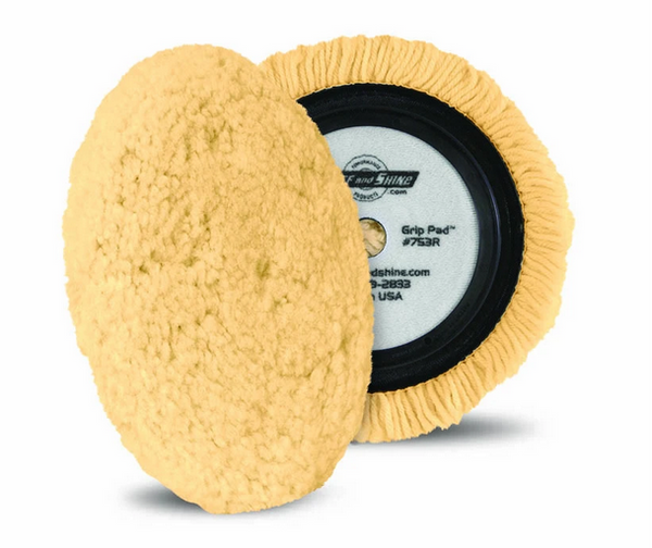 Buff & Shine 7.5" 100% Natural Wool 4 Ply Twist Grip Pad Heavy Cutting Center Ring