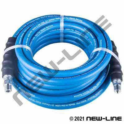 New-Line 3/8" x 50FT Blue Smooth Pressure Washer Hose w/solid & swivel